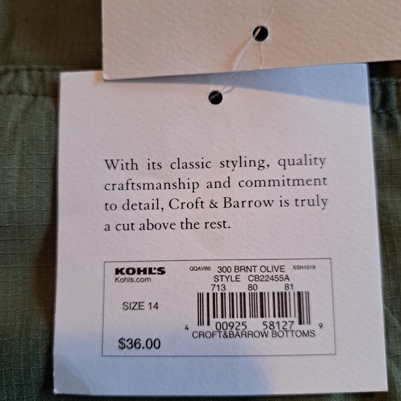 Croft & Barrow women's size 14 green natural fit 5 pocket folded cuff shorts NWT - Picture 6 of 8